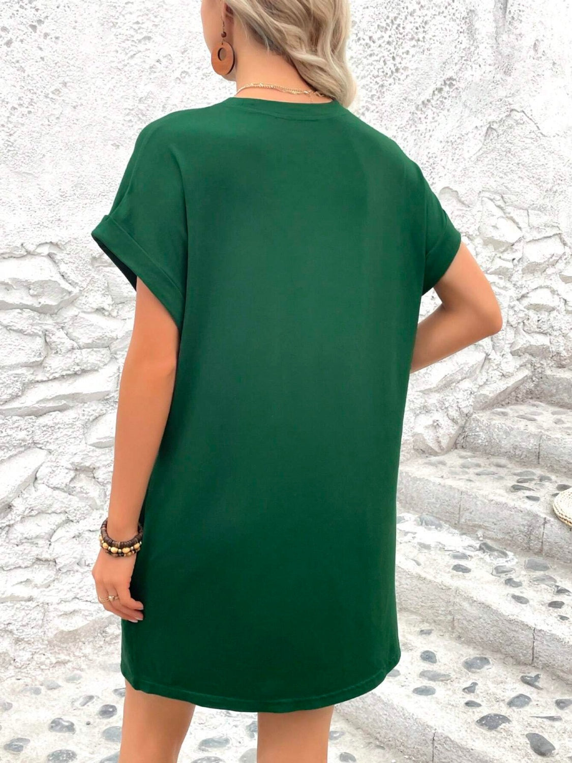 Round Neck Short Sleeve Mini Dress Round Neck Short Sleeve Mini Dress